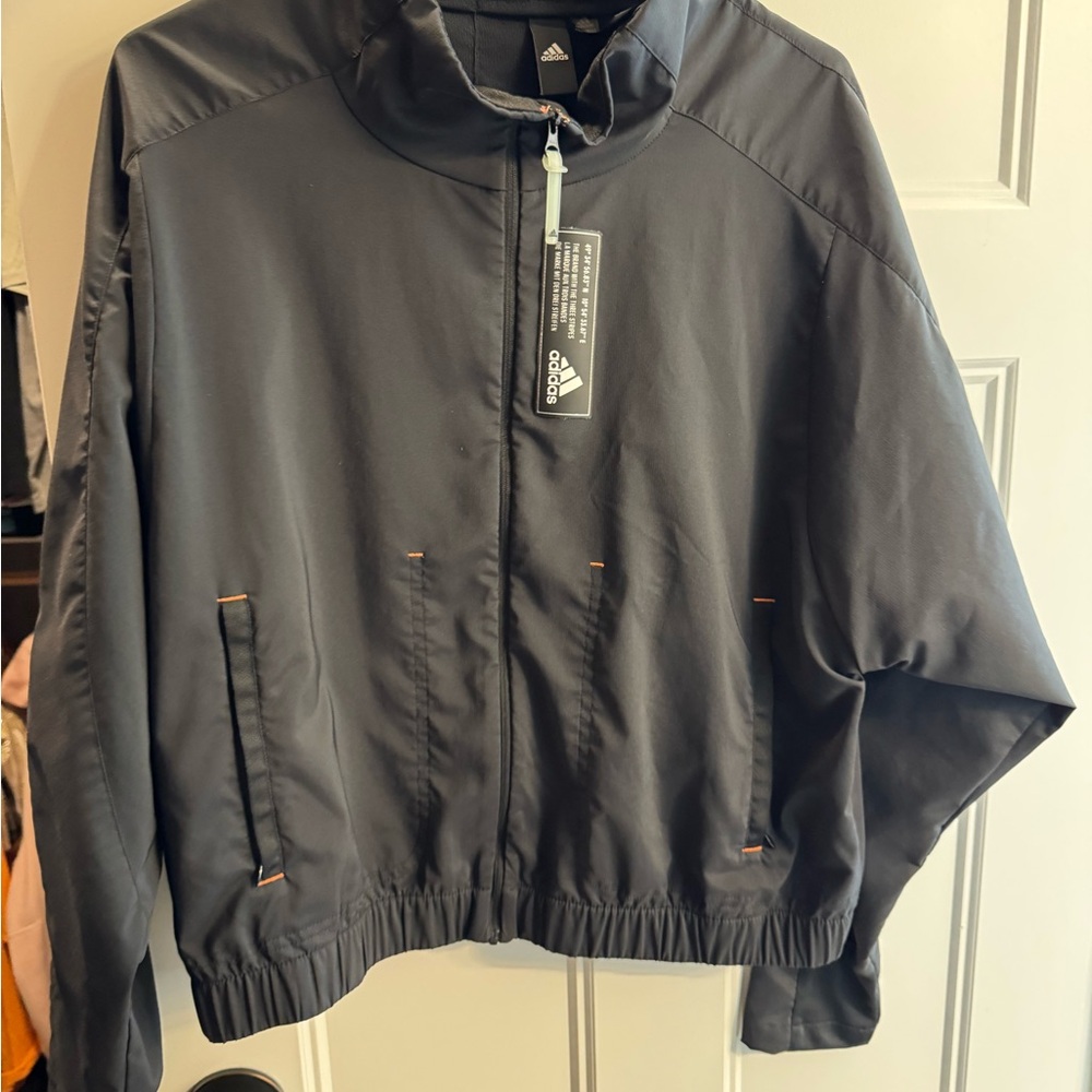 Adidas Black Zip-Up lightweight jacket- Medium Like Nee